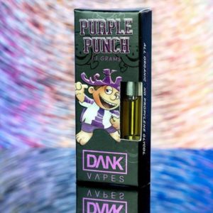 Purple Punch Dank Vape cartridges - Premium THC distillate with fruity berry aroma and grape flavor, smooth pulls, high potency, and consistent quality
