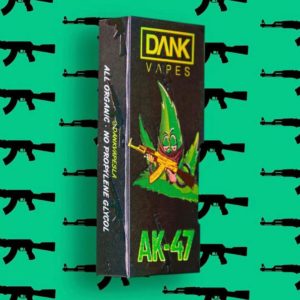 AK47 Dank Vapes cartridge showcasing sleek design and branding